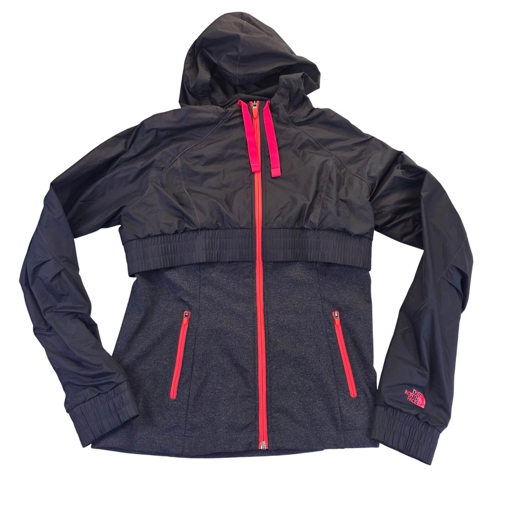 The North Face Womens Santuary Yoga Hoodie Jacket Grey Black Pink Size M Gopcore